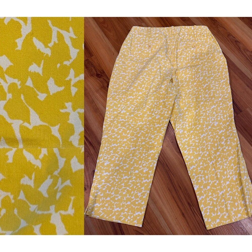 Talbots Woman 6p Petite Curvy Cropped Pants Yellow Stretch Capri Floral